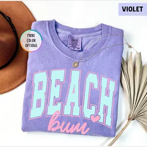 Comfort Colors Beach Bum T-Shirt, Preppy Beach Life T-Shirt, Summer Vacation Graphic Tee, Tropical Coastal Beach Lover Apparel, Cute Girls Beach Trip Outfit, Relaxed Ocean Summer Clothing for Women & Men