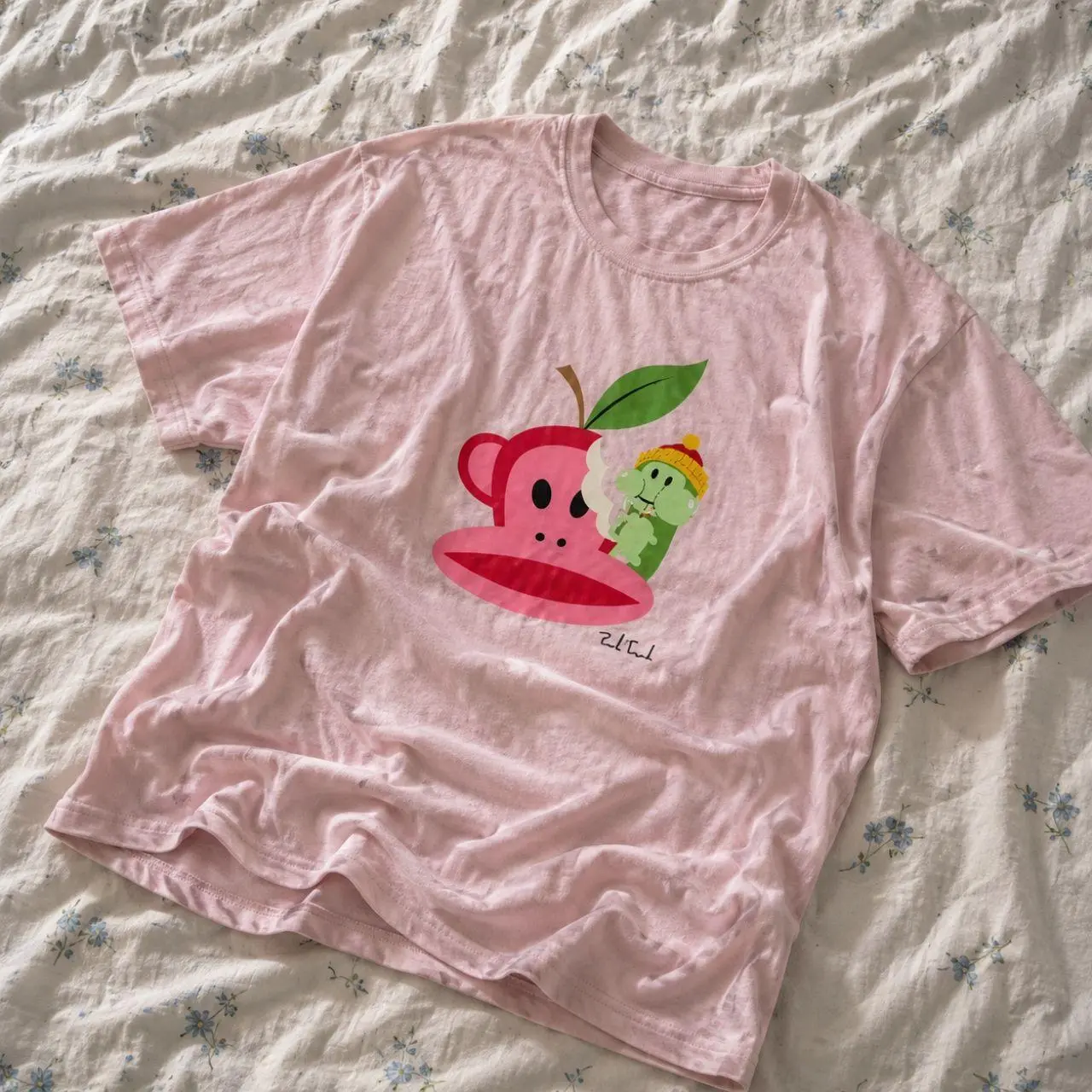 Cute Fruit Graphic T-Shirt, Light Pink Unisex Cotton Tee, Vintage Y2K Colorful Fruit Shirt, Playful Kawaii Graphic T-Shirt, Cute Summer Streetwear Gift