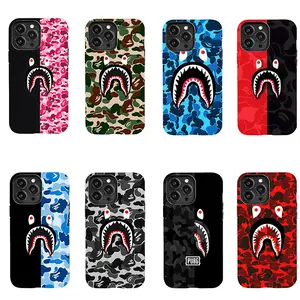 Camo Shark Mouth Phone Case Pack - Japanese Street Fashion CoverSuitable for iPhone 17/16/15/14/13/12/11 Pro Max/Plusand Samsung Galaxy S23-25