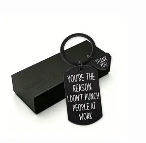 Funny Coworker Keychain, You're The Reason I Don't Punch People At Work, Work Bestie Gift, Appreciation Keychain for Colleague Boss Lady, Birthday Retirement Christmas Gifts for Women Men