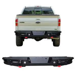 TIOYAR Steel Rear Bumper Black Texture for 2009-2014 Ford F-150 (Excluding Raptor and Ecoboost) with LED Lights 2 x D-Rings Off-Road Performance
