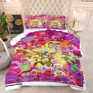 Rick And Morty Patterned Comforter Set, Soft And Durable Bedding Set, Includes 1 Comforter And 1 Or 2 Pillowcases, Everyday Holiday Birthday Gift Bedroom Decor For Kids And Adults