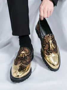 Men's Fashionable Slip on Formal Dress Shoes, Casual Comfortable Shoes for Daily Wear, Lightweight Breathable Shoes for All Seasons, Boy