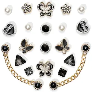 20pcs Bling Gems Plastic Butterfly Flower Sparkling Rhinestones Pearl DIY Shoe Decoration Charms for Women's Party Favor Footwear Bedroom