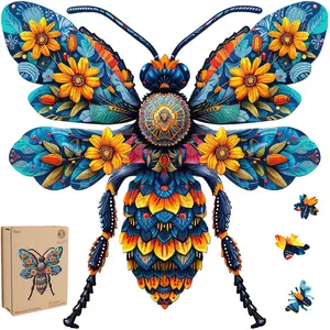 Birthday Gift / Toy/ Kidult Selected Gifts for Father's Day Delobil Premium Thick Puzzles for Adults with Puzzle Saver, Unique Adult Jigsaw Puzzles, Brain Teaser Family Game Gift, Leisure Time Fun Challenge & Stress Relief-Bee-200pcs