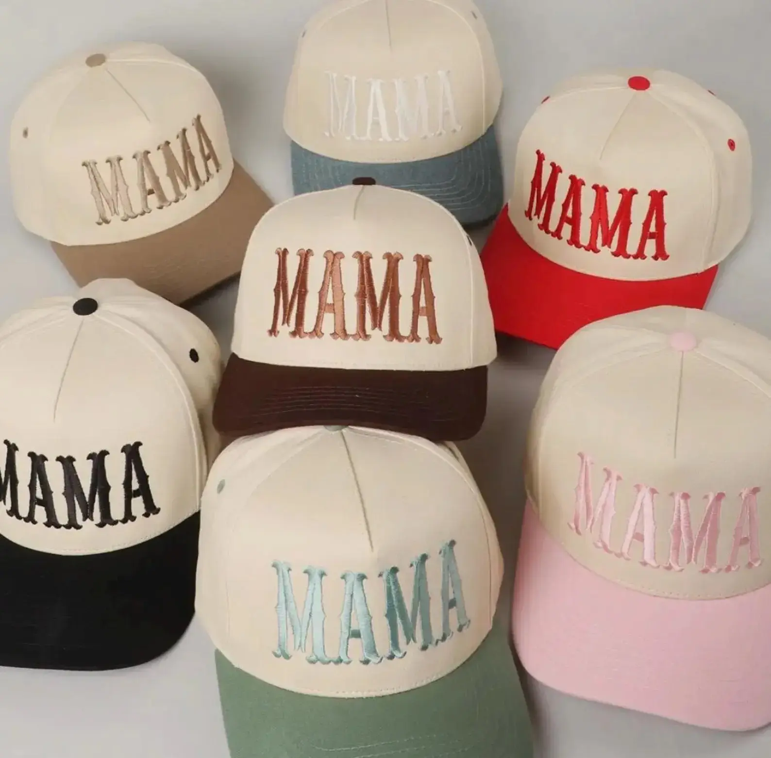 Mama Embroidered Trucker Hat for Women, Vintage Mom Baseball 