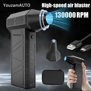 Compressed Air Duster-250000RPM Electric Air Duster, Cordless Rechargeable High-Speed Air Blower,3-Gear Adjustable Jet Dry Blower for Keyboard, PC, Car, Air Bed and Home Cleaning, Black