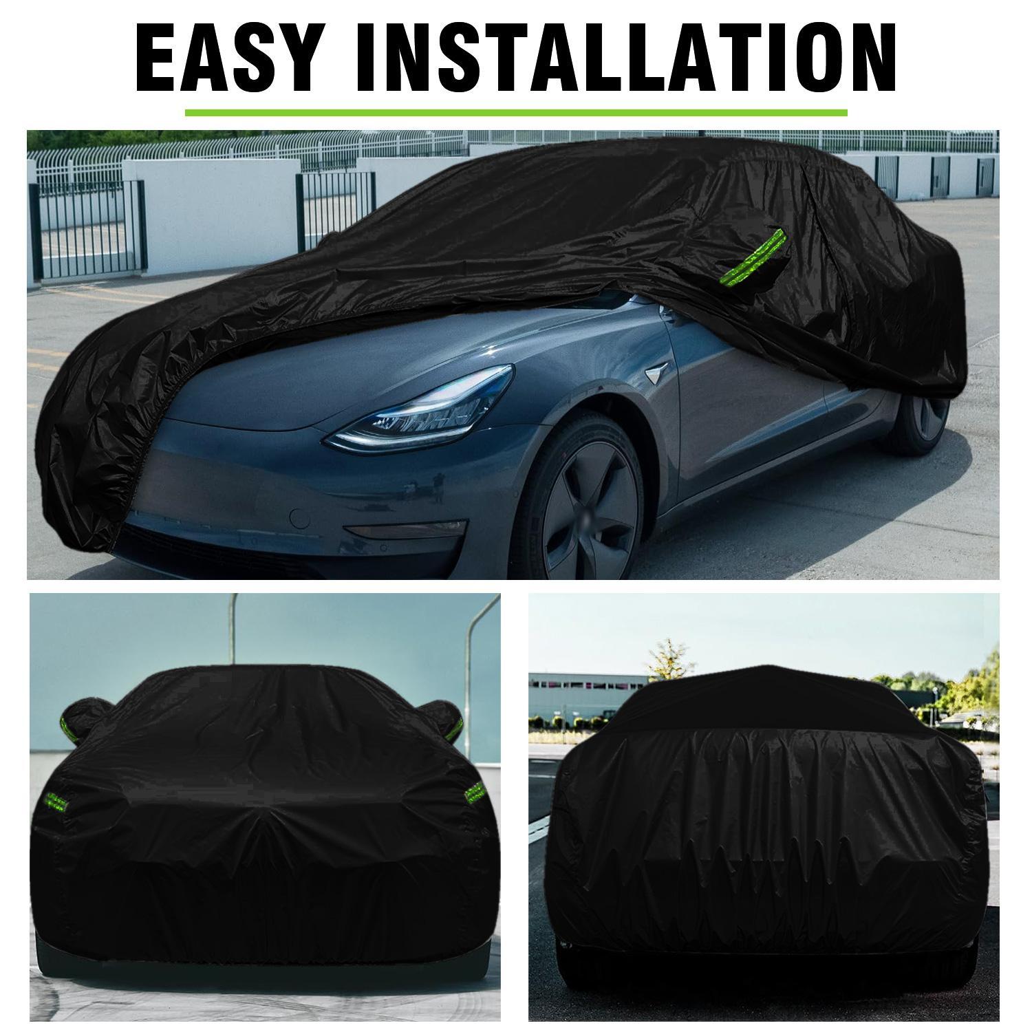 Universal Full Car Cover for SUV Sedan – All-Weather Protection with Reflective Strip, Waterproof UV Scratch Defoliation Resistant for Outdoor Parking,Car Stuff