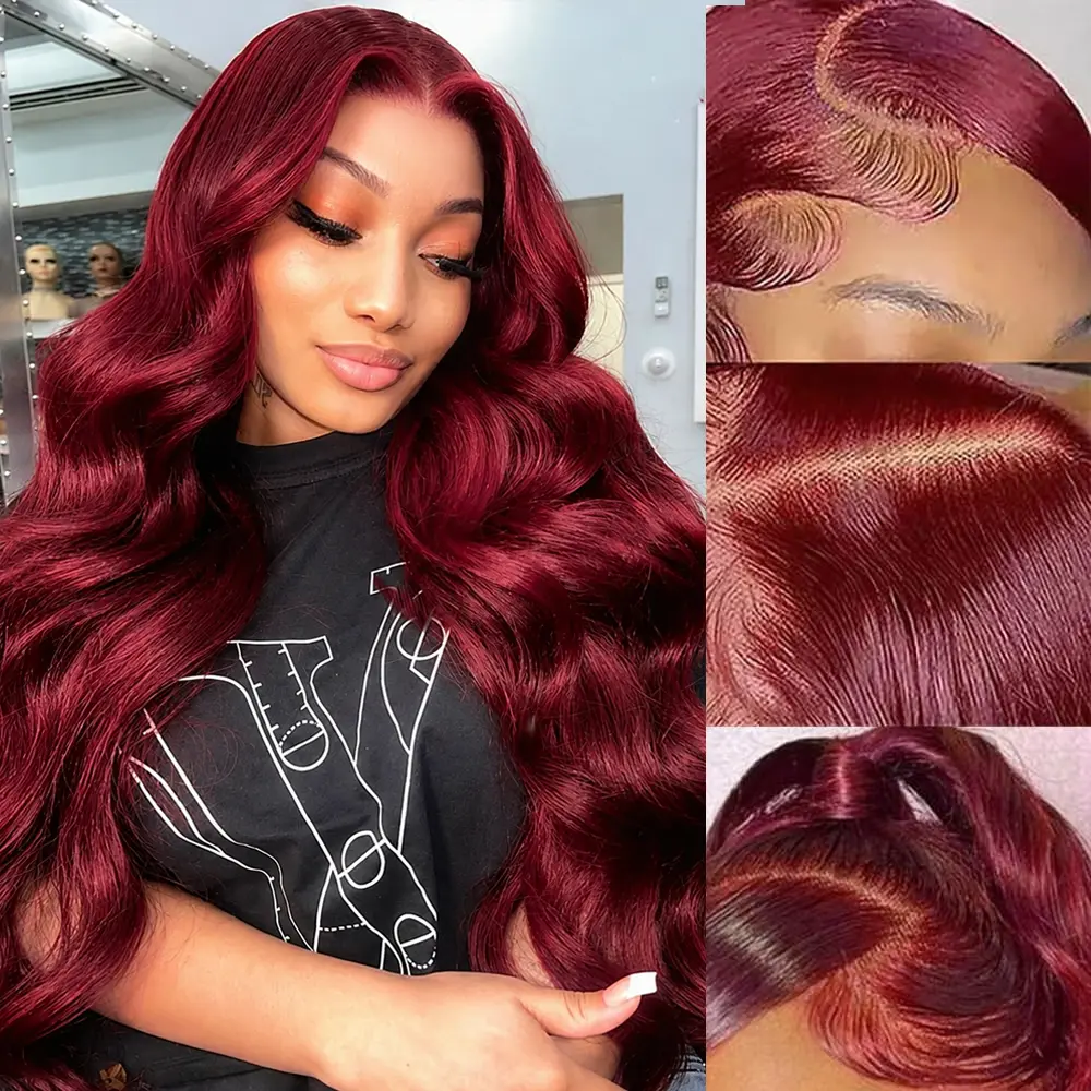 ERQQ Women's 13x6 Synthetic Lace Front Wig - HD Transparent Lace, 30 Inch Long Wavy, Pre-Plucked with Baby Hair, 220% Density, Glueless, Heat Resistant, #99j/#613 Blonde/#Chocolate Brown, Natural Looking Synthetic Wig, Natural Looking Wigs