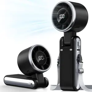 Black USB-C Charging Handheld High Speed Fan, 5-speed Wind Speed Fan, Foldable & Hanging Neck Fan Suitable for Family, Travel, and School, Handheld Cooling Fan, Portable Multifunctional Fan