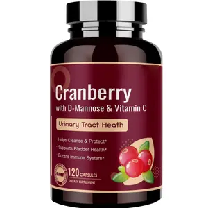 Cranberry Pills for Women - Super Strength Cranberry Supplement with D-Mannose & Vitamin C - 80:1 Extract, Supports Urinary Tract Health, Bladder Control, 120 Veggie Capsules