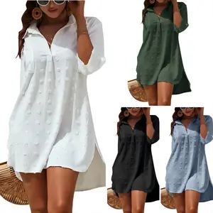 Women's Swimsuit Cover Up Beach Dress – 2025 Summer Trendy Bikini Coverup with Pockets, Lightweight Breathable Beach Sundress, Versatile Vacation Layering Outfit for Pool, Beach Getaways & Cruise Trips, Loose Fit Comfortable Beach Cover Up for American Wo