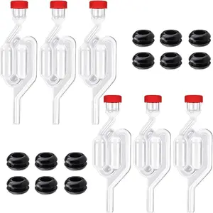 Airlocks for Fermenting[6Pack],Fermentation Airlock Kit,High TransparencyTwin Bubble S Shape with 12 count Grommets Drilled 3/8'' Hole for Preservation,Brewing,, , Sauerkraut, Kimchi