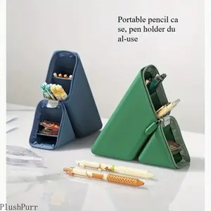 Foldable Silicone Pen Holder Large Capacity Expandable Pencil Cup Office Organizer Desk Tidy for Study Use Portable Design outdoorfun