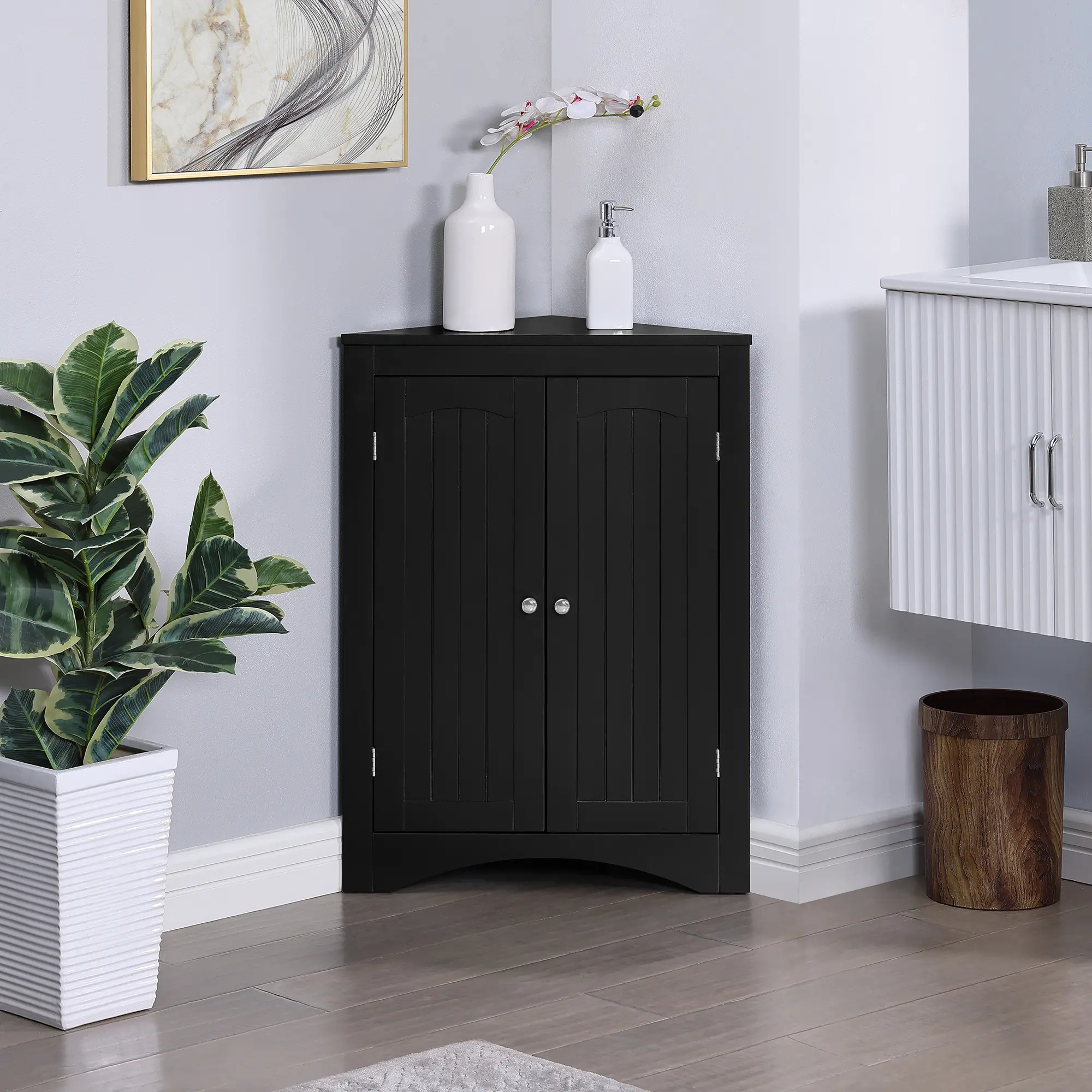 Niccae Sideboard cabinet,corner cabinet,Bathroom Floor Corner Cabinet with Doors and Shelves, Kitchen, Living Room,Free Standing Storage Cabinet for Bathroom