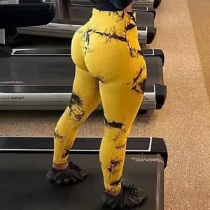 Women'sclothingtie-dyeyogapantssportsfitnesspantswomen'shighwaistpeachhipseamlessrunningtightsfashionyogaclothes