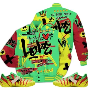 Ja 3 Jurassic Park Explorer Outfit Varsity Jacket, Happy Love Beats Graffiti Streetwear Unisex Sneaker Matching Shirts