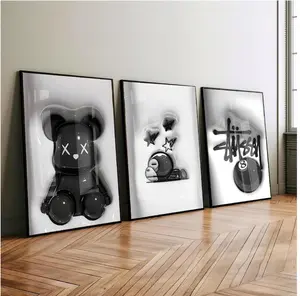 Set Of 3 HypeBeast Room Decor, Hypebast Poster, Cool Wall Art Set,black and white 3D Wall Art Bundle, HypeBeast Wall Art, Trendy Wall Art,