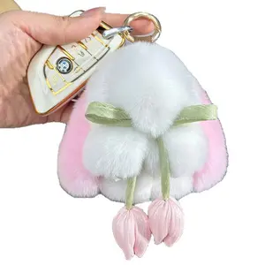 Imitation rex rabbit fur mini bunny car key bag pendant gift plush toy cute