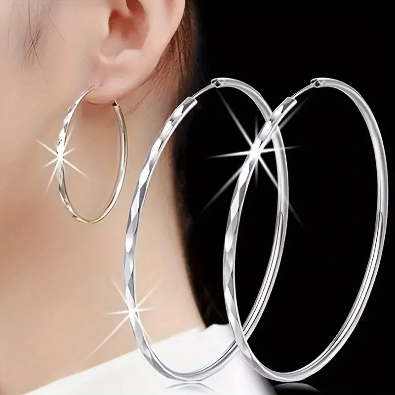 Women's 925 Silver Pendant Shape Earrings Pair Set - Elegant Everyday Wear Jewelry Accessory, Charming Look