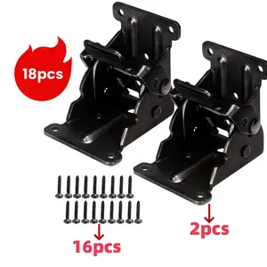 Multi-Functional Folding Hardware Kit, 2pcs Adjustable Hinges with Screws, Locking Mechanism, /silver Color, for Table Legs, Bed Legs, Workbenches