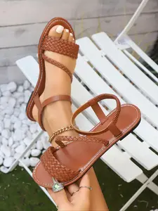 Women's Fashionable Plain Color Wide Band Slide Sandals, Toe Sandals, Boho Sandals, Leather Sandals, Casual Comfortable Flat Sandals for Summer, Lightweight Breathable Shoes for Daily Wear, Girl