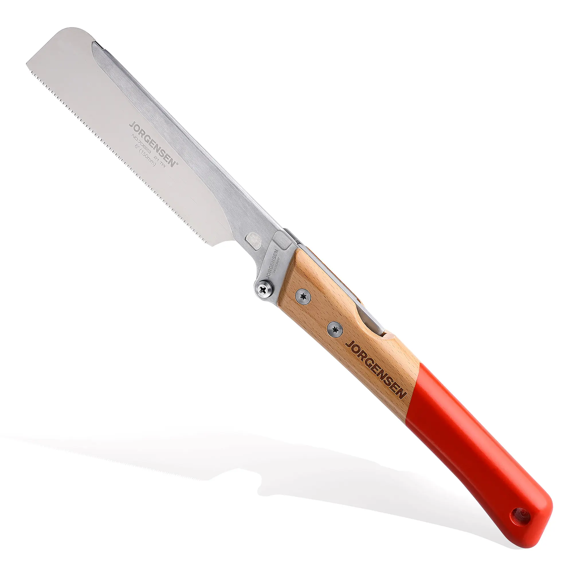 #fathersdaygift JORGENSEN Japanese Pull Saw, 6 Inch Folding Dovetail Saw with Beech Wood Long handle, SK5 Steel Blade Tool-less Quick Change, 21TPI Cross Cut Saw Woodworking Hand Saw for Hardwood, Softwood