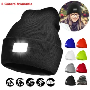 Unisex 5 LED Knitted Beanie Winter Warm Hat Camping Jogging Running Cap Headlamp,summervibes
