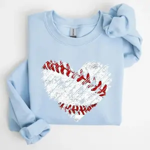 Baseball Heart Mom Mother's Day Sweatshirt & Tshirt Women's Crew Neck 100% Cotton OEKO-TEX Certified Low Impact Dyes