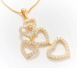 Diamonique x Kathy Levine Hearty Party Pendant on 24" Box Chain