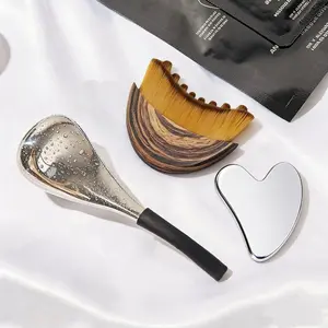 Jawline Contour Brush, Stainless Steel Ice Roller & Gua Sha - Face Lifting, Double Chin Reduction, Lymphatic Drainage, Puffiness Relief Skincare Massager for Women