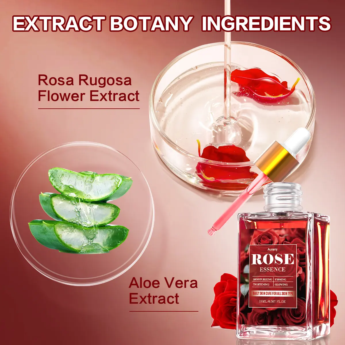 4Pcs - Rose Essence, Facial Essence, Day And Night Moisturizing