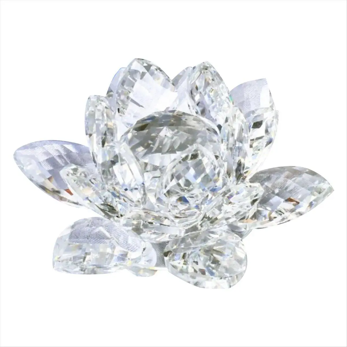 A Crystal Lotus Flower Figurine Valentine Wedding Decor Glass Craft Collection Paperweight Table Ornaments Souvenir Gift
