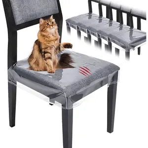 6 Pack Seat Covers for Dining Chairs, Chair Covers for Dining Chairs, PVC Seat Chair Protector, Waterproof Kitty Scratch Resistant Vinyl Chair Covers for Most 20-22 Inch Seats