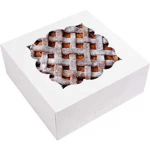 20 Pack Pie Boxes 10x10x3inch Bakery Boxes with Window Dessert Pastry Box for Pies,Cheesecakes and  Covered Strawberries (White)