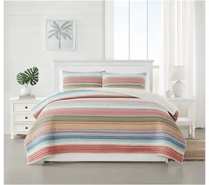 Oceanfront Resort Palm Beach Yarn Dye Stripe Twin Quilt Set