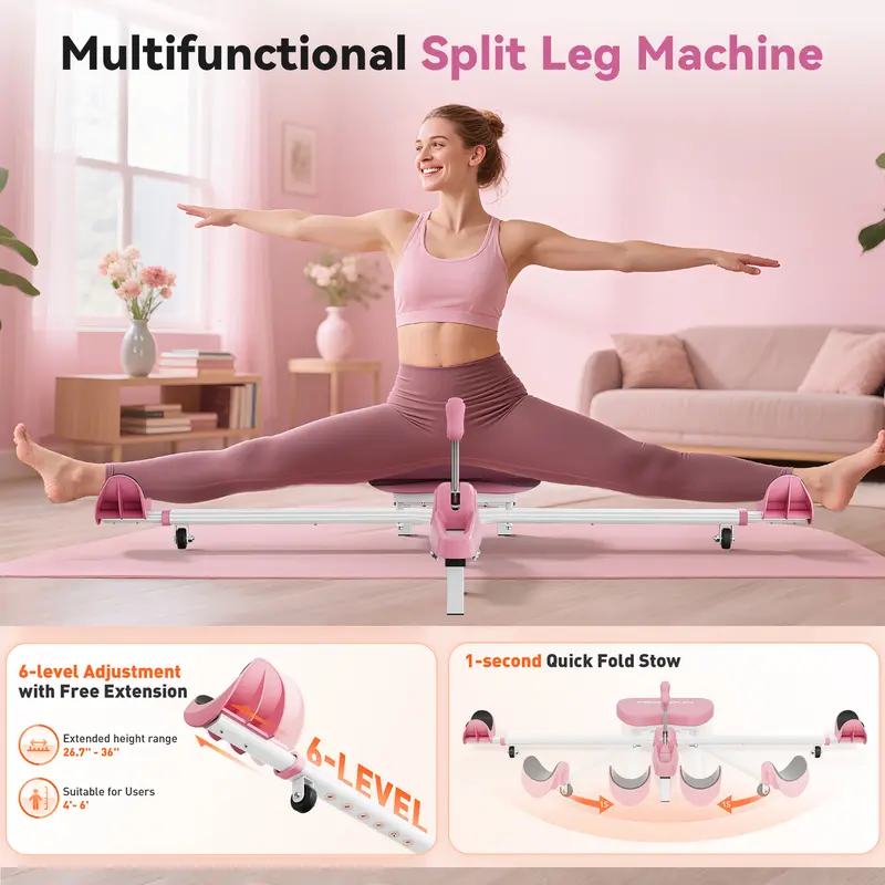 FED Fitness LS1 Unisex Adjustable Leg Stretcher Machine - Home Exercise Machine with Adjustable Stretching Angles, 4'-6' Fit Range for Flexibility, Strength Training (Beginners, Yoga/Martial Arts Enthusiasts)