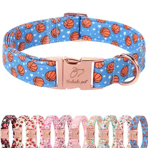 Babole Pet Basketball Dog Collar with Metal Buckle for Small, Medium & Large Dogs, Adjustable Cotton Heavy Duty Puppy Girl Boy Accessory
