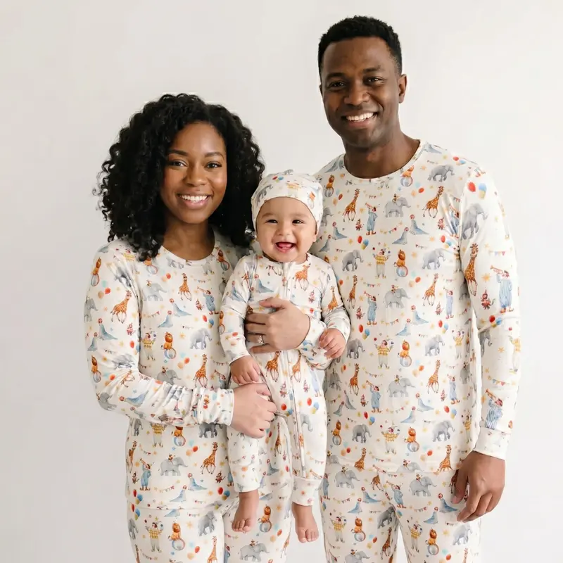 Adult Bamboo Two-Piece Pajama Circus Party