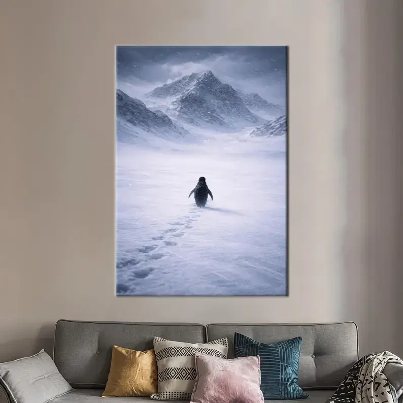#1 Poster But Why Penguin Art, Alone Penguin Art Decor, Nihilist Penguin Decor, But Why , Animal Art (unframed)