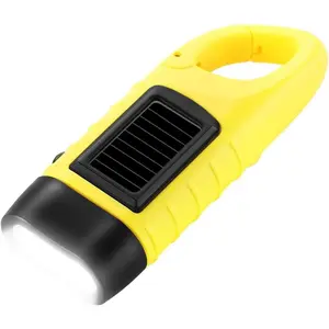 Hand Crank Solar Flashlight, Emergency Flashlight Hand Crank,Portable LED Handheld Survival Flashlight,Hand Crank Solar Flashlight for Camping,Outdoor,Hiking,No Battery Require-Yellow