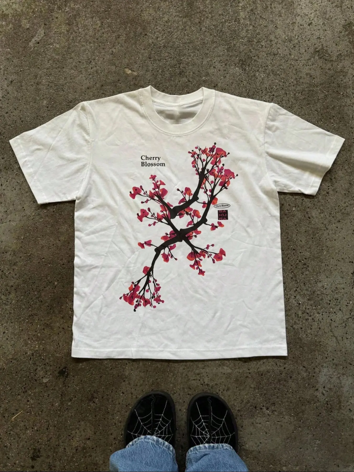 Women's Floral Sakura Print Round Neck Short Sleeve Fitted T-Shirt Tops, Comfortable Casual Wear, Perfect for Spring & Summer, All Seasons Fashion Tee Apparel