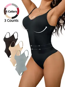 Women's Solid Color Adjustable Strap Shapewear Bodysuit, Breathable Hip Lift Seamless Shaper, Tummy Control Butt Lifter, Ladies Shapewear for All Seasons