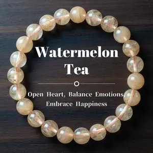 Watermelon Tea Crystal Bracelet – Attract Luck, Calm Energy & Balance Emotions | Handmade Natural Stone Jewelry