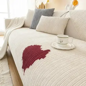 Solid Color Jacquard Chenille Sofa Cover, Jacquard Couch Covers, Non-Slip Washable Sofa Slipcover Protector for Home & Living Room, Fits 1- to 4-Seat Sofas, Sofa Couch Cover