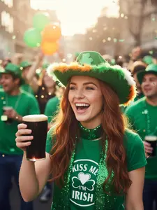 St Patrick's Day Hat, Fitted Party Cap, Leaf Pattern Design, All Season Wear, Comfortable Linen Material, Perfect for Celebrations