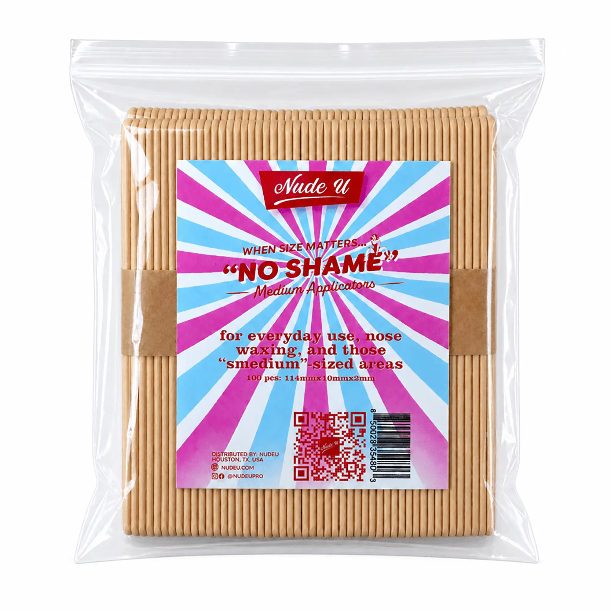"No Shame" Medium Wax Applicator | Face and Body Waxing | 100 Pack | NUDE U