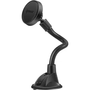 MBM Long Arm Magnetic Phone Holder - Windshield & Dashboard Mount with Enhanced Suction & 4 Metal Plates, Universal for All Smartphones, No Warranty