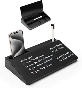 Glass Desk Buddy Whiteboard with Storage, Small Dry Erase Desktop White Board  to-do List Memo Notepad for Office, School and  Office Supplies (Black)