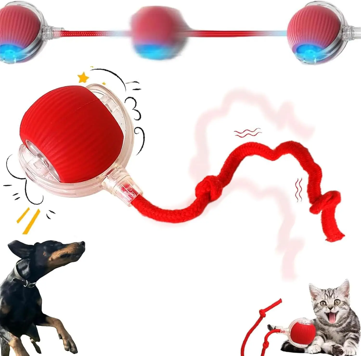 Electric Cat Toy Ball, Rechargeable dog ball toy, Interactive Cat Teaser Toy, Automatic Rolling Ball Toy, Gift for Pets, Pet Supplies, Dog & Cat Acces